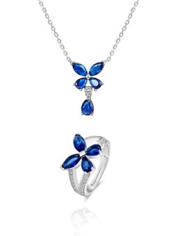 Beneto Parure di gioielli in argento con motivo floreale AGSET283 (collana, anello) donna