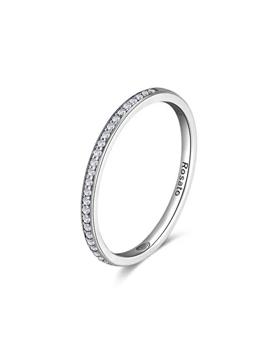 Rosato Anello minimalista in argento con zirconi Allegra RZA029 - Diametro: 52 mm donna
