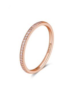 Anello Rosato minimalista in bronzo con zirconi Allegra RZA030 - Diametro: 54 mm donna