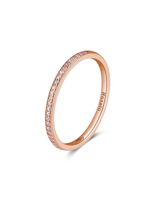 Anello Rosato minimalista in bronzo con zirconi Allegra RZA030 - Diametro: 54 mm donna