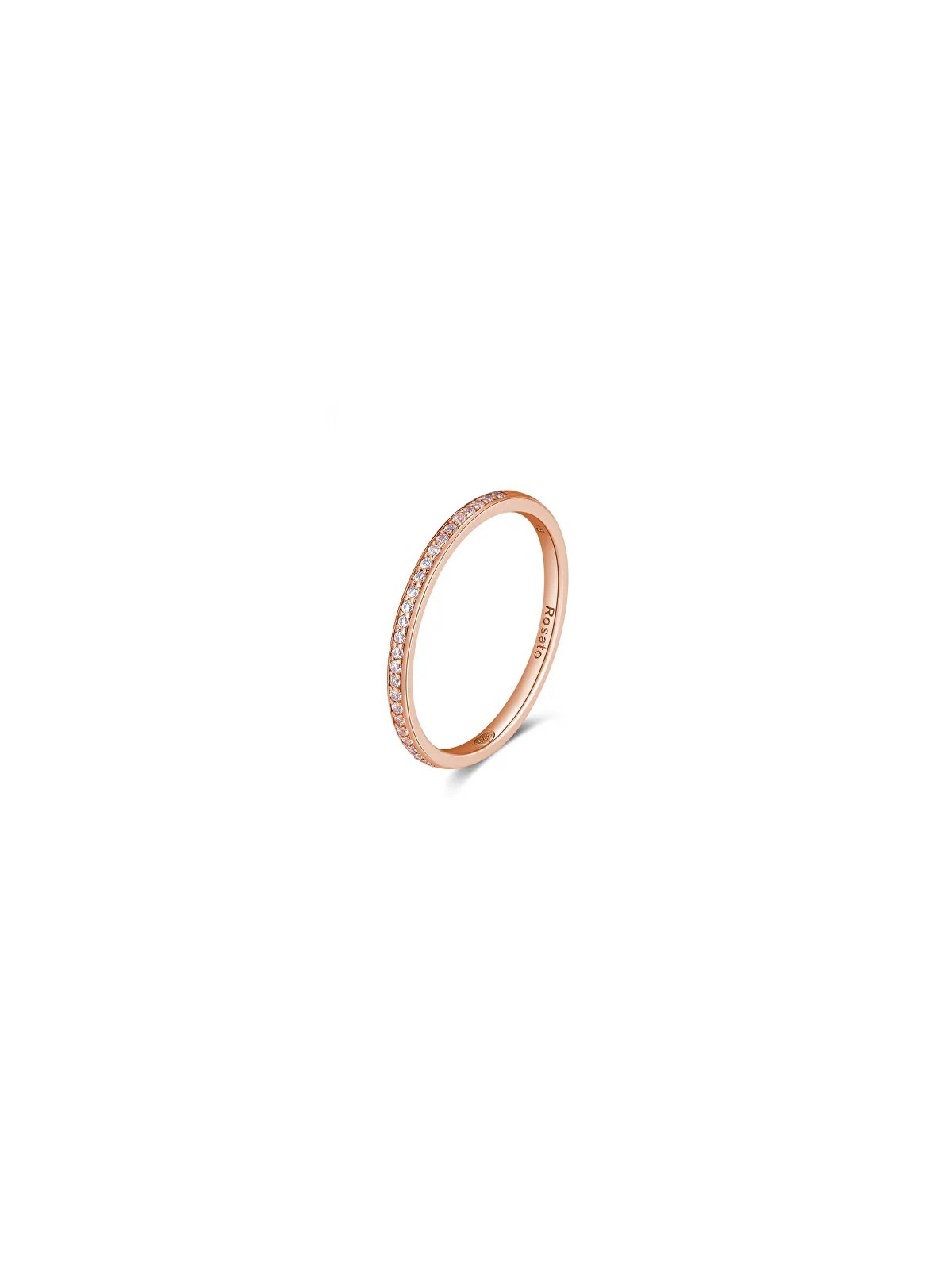 Anello Rosato minimalista in bronzo con zirconi Allegra RZA030 - Diametro: 54 mm donna