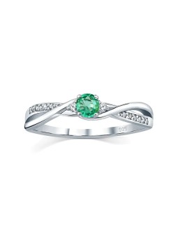 Silvego Anello in argento con vero smeraldo naturale JJJR1100ER - Diametro: 60 mm donna