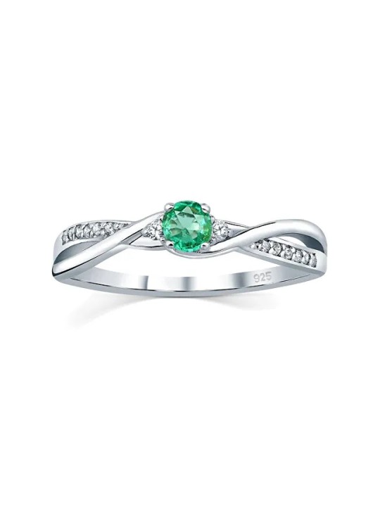 Silvego Anello in argento con vero smeraldo naturale JJJR1100ER - Diametro: 60 mm donna