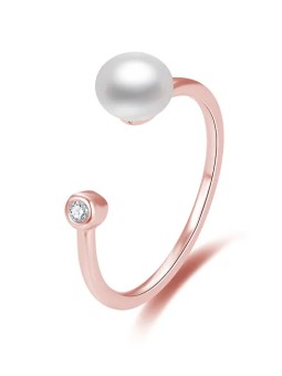 Beneto Anello aperto in bronzo con vera perla d'acqua dolce AGG467-RG donna
