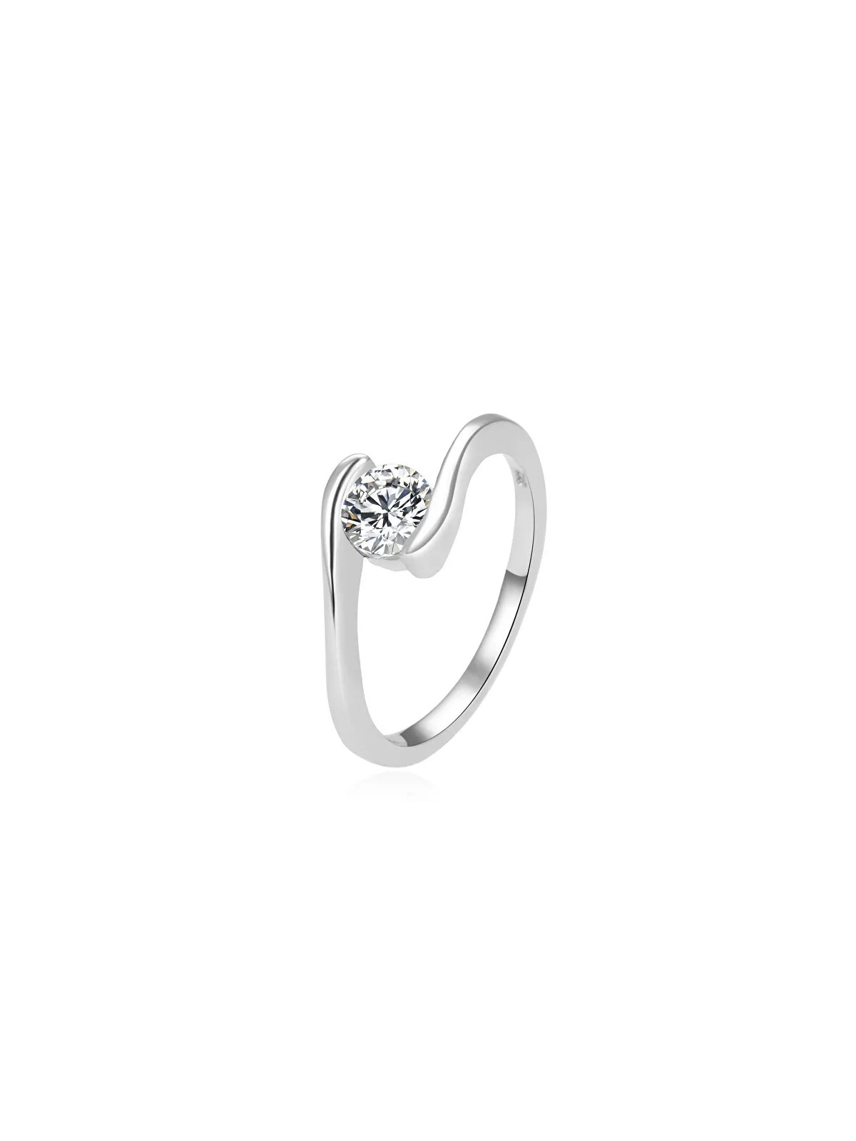 Beneto Elegante anello in argento con zircone trasparente AGG367 - Diametro: 56 mm donna
