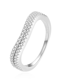 Benet Anello moderno in argento con zirconi AGG230 - Diametro: 54 mm donna