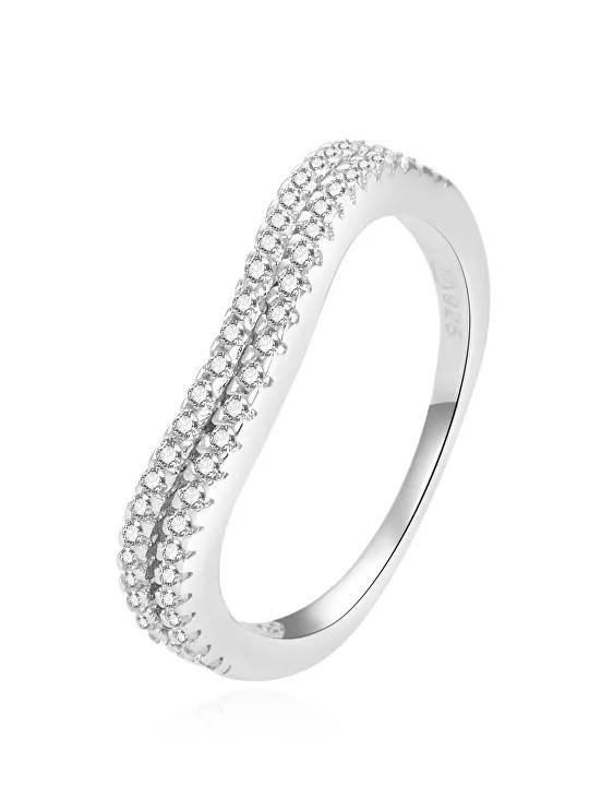 Benet Anello moderno in argento con zirconi AGG230 - Diametro: 54 mm donna