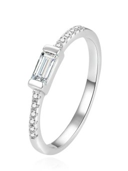 Beneto Anello minimalista in argento con zirconi AGG407 - Diametro: 52 mm donna