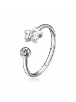 S'Agapõ Anello in acciaio scintillante Stella con cristallo Click SCK89 donna