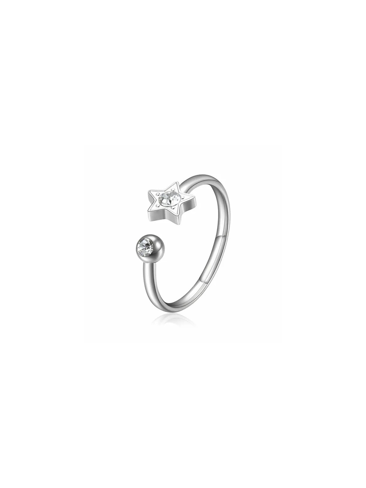 S'Agapõ Anello in acciaio scintillante Stella con cristallo Click SCK89 donna
