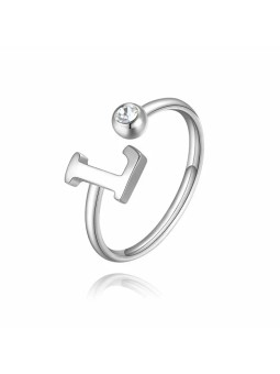 S'Agapõ Elegante anello in acciaio L con cristallo Click SCK183 donna