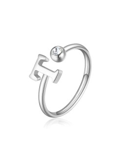 S'Agapõ Elegante anello a T in acciaio con cristallo Click SCK190 donna