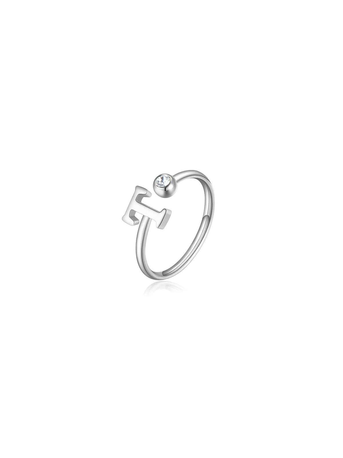 S'Agapõ Elegante anello a T in acciaio con cristallo Click SCK190 donna