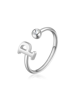 S'Agapõ Elegante anello in acciaio P con cristallo Click SCK187 donna