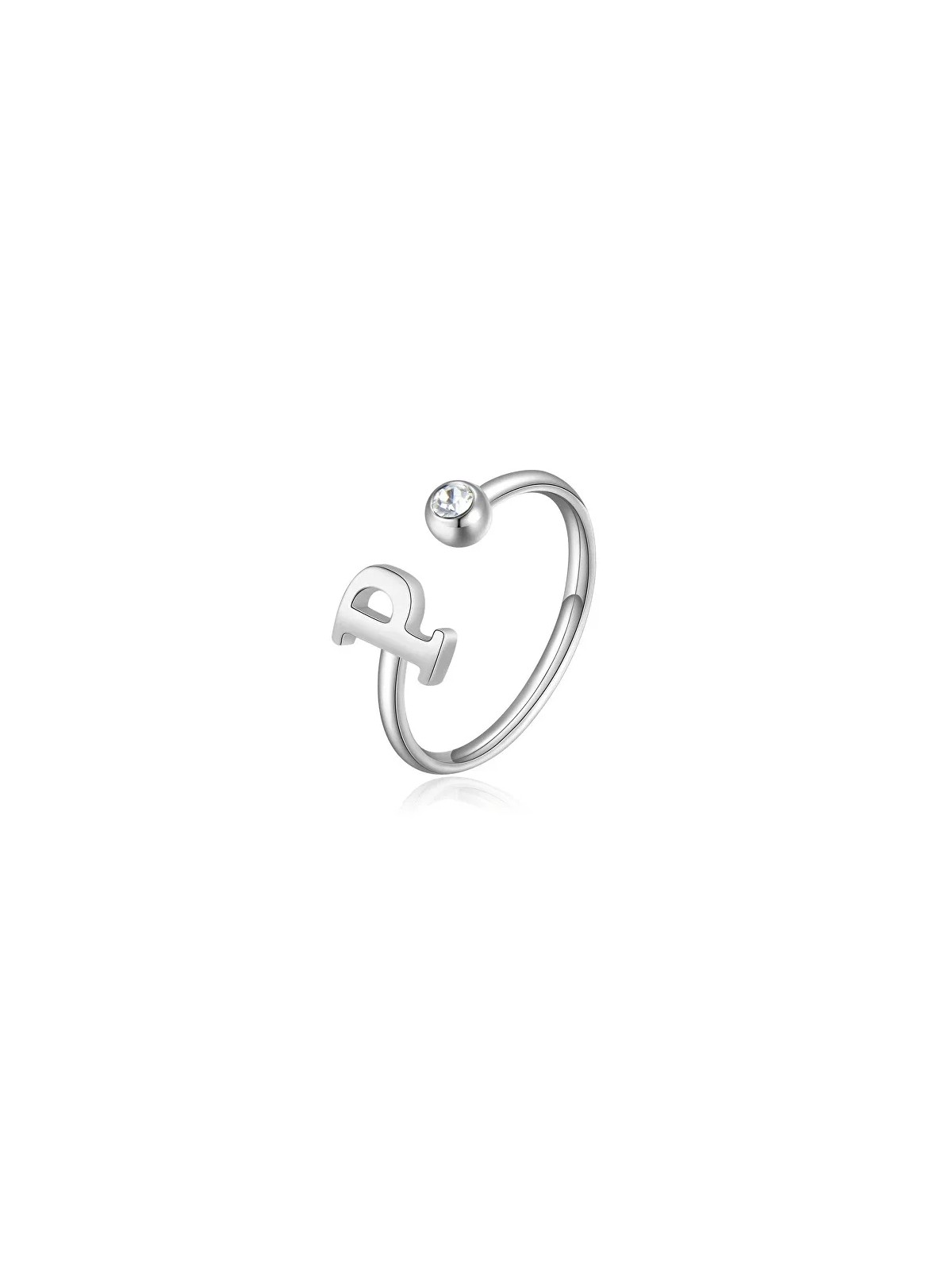 S'Agapõ Elegante anello in acciaio P con cristallo Click SCK187 donna