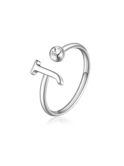 S'Agapõ Elegante anello in acciaio J con cristallo Click SCK181 donna