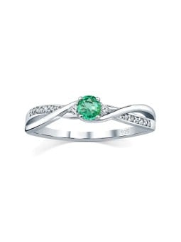 Silvego Anello in argento con vero smeraldo naturale JJJR1100ER - Diametro: 56 mm donna