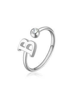 S'Agapõ Elegante anello in acciaio B con cristallo Click SCK173 donna