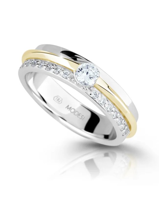 Modesi Anello in argento bicolore con zirconi M16023 - Diametro: 51 mm donna