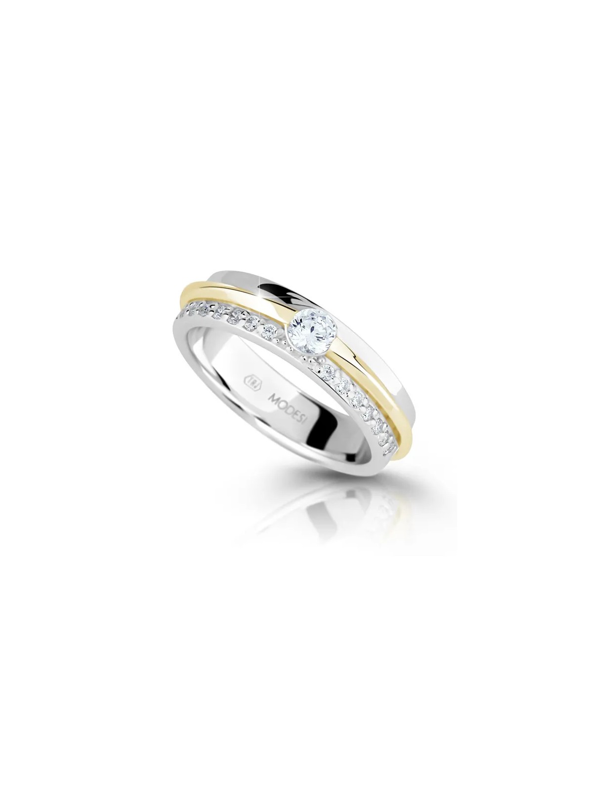 Modesi Anello in argento bicolore con zirconi M16023 - Diametro: 55 mm donna