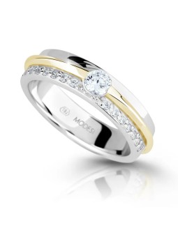 Modesi Anello in argento bicolore con zirconi M16023 - Diametro: 59 mm donna