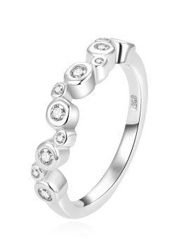 Benet Anello moderno in argento con zirconi AGG388 - Diametro: 58 mm donna