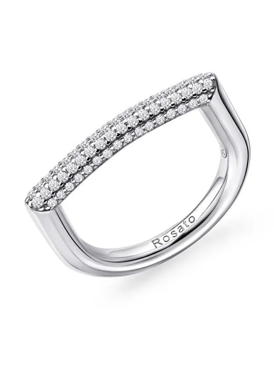 Rosato Anello moderno in argento con zirconi Bianca RZBI33 - Giro: 54 mm donna