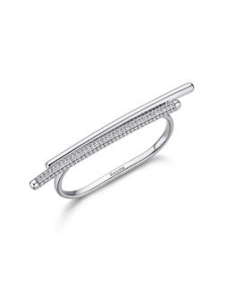 Rosato Anello moderno doppio in argento con zirconi Bianca RZBI35 donna