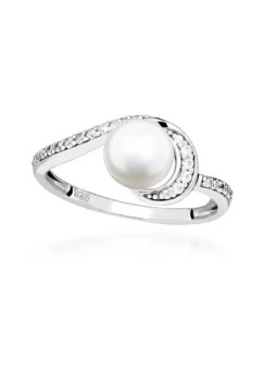 Silver Cat Anello in argento con zirconi cubici e perla vera SC496 - Giro: 56 mm donna