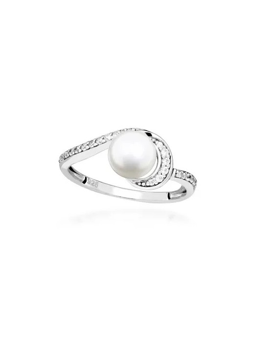 Silver Cat Anello in argento con zirconi cubici e perla vera SC496 - Giro: 60 mm donna