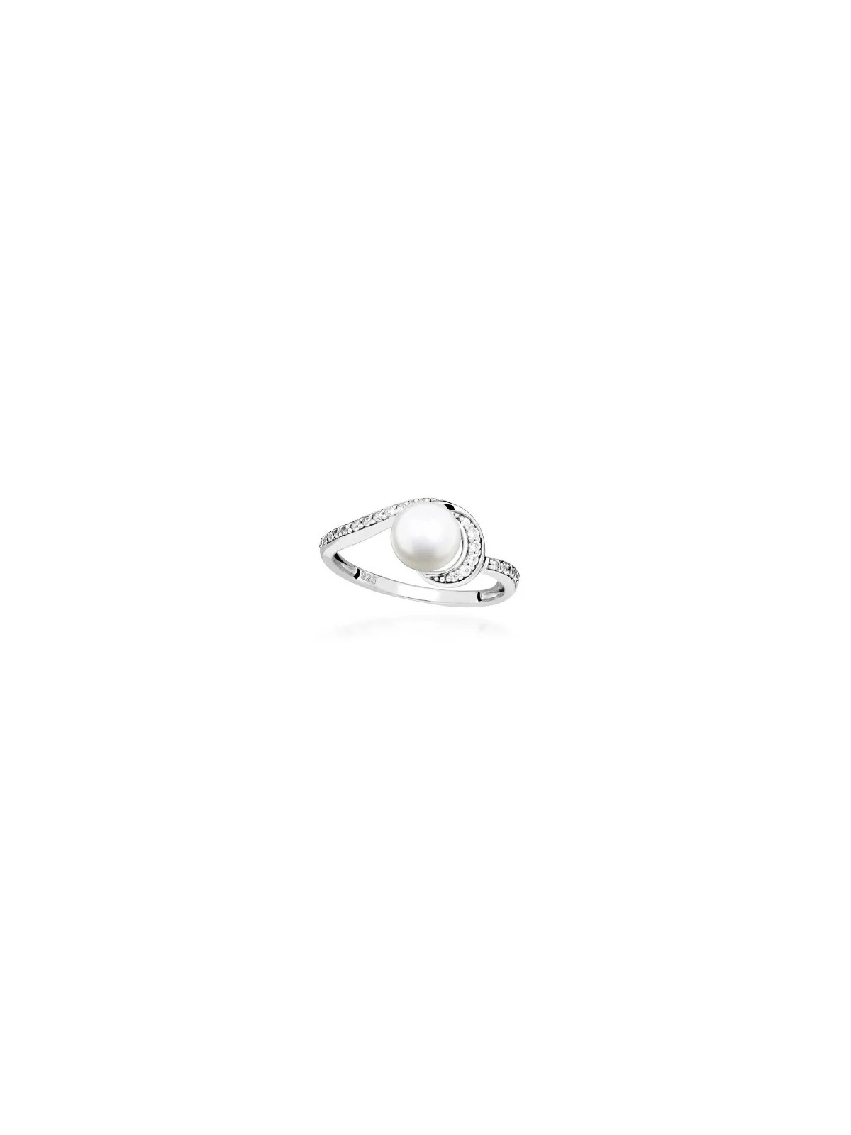 Silver Cat Anello in argento con zirconi cubici e perla vera SC496 - Giro: 60 mm donna