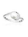 Silver Cat Anello in argento con zirconi cubici e perla vera SC496 - Giro: 60 mm donna