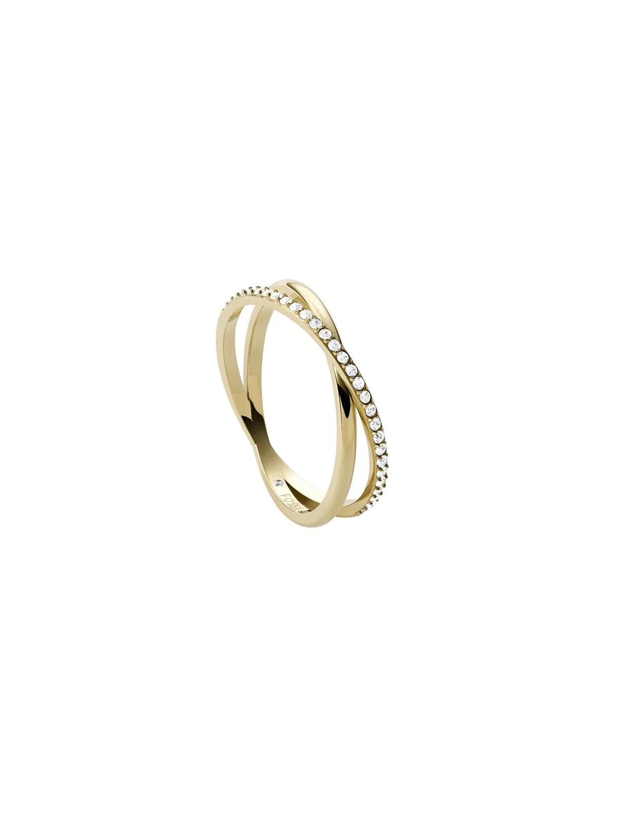 Fossil Elegante anello placcato oro con cristalli JF03752710 - Diametro: 57 mm donna