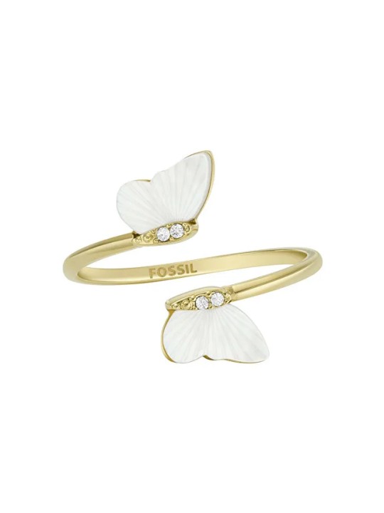 Fossil Anello aperto placcato oro Decent Radiant Wings JF04423710 - Diametro: 57 mm donna
