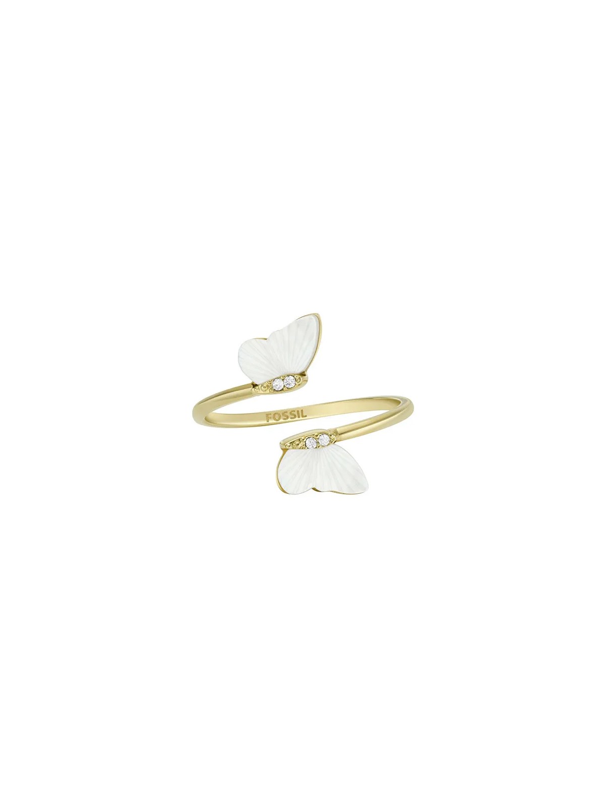 Fossil Anello aperto placcato oro Decent Radiant Wings JF04423710 - Diametro: 57 mm donna