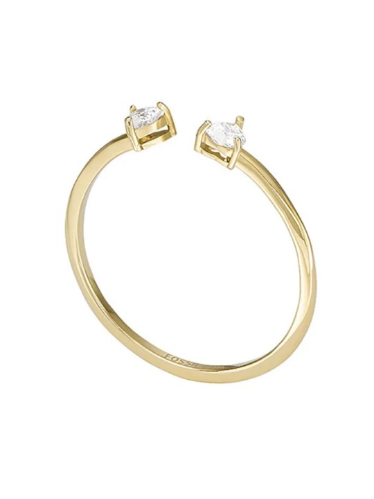 Fossil Delicato anello aperto placcato oro con cristalli JF04359710 - Diametro: 49 mm donna