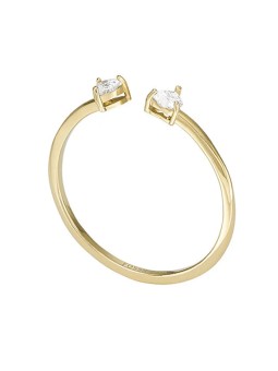 Fossil Delicato anello aperto placcato oro con cristalli JF04359710 - Diametro: 54 mm donna