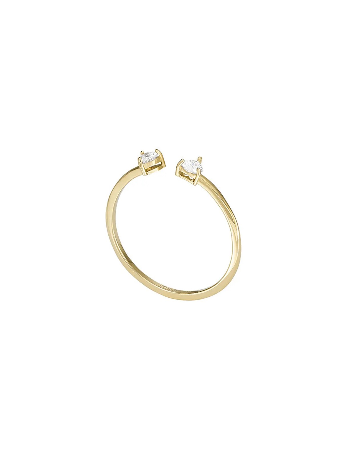 Fossil Delicato anello aperto placcato oro con cristalli JF04359710 - Diametro: 54 mm donna