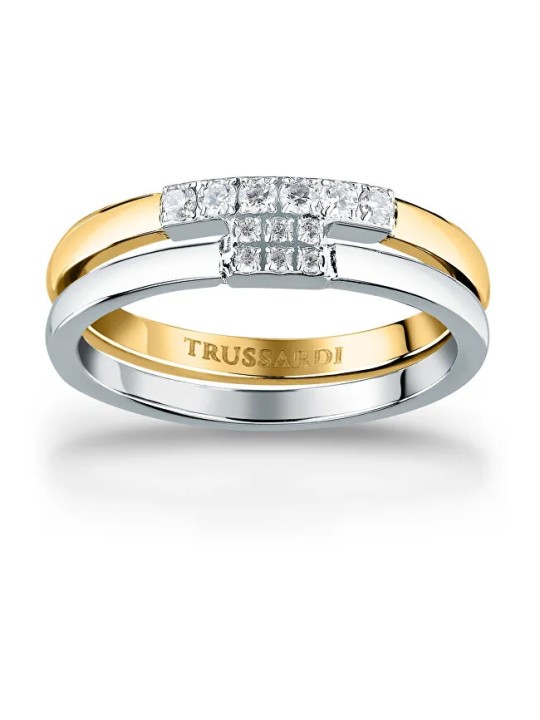 Trussardi Collana bicolore in oro con zirconi T-Logo TJAXC41 - Diametro: 58 mm donna