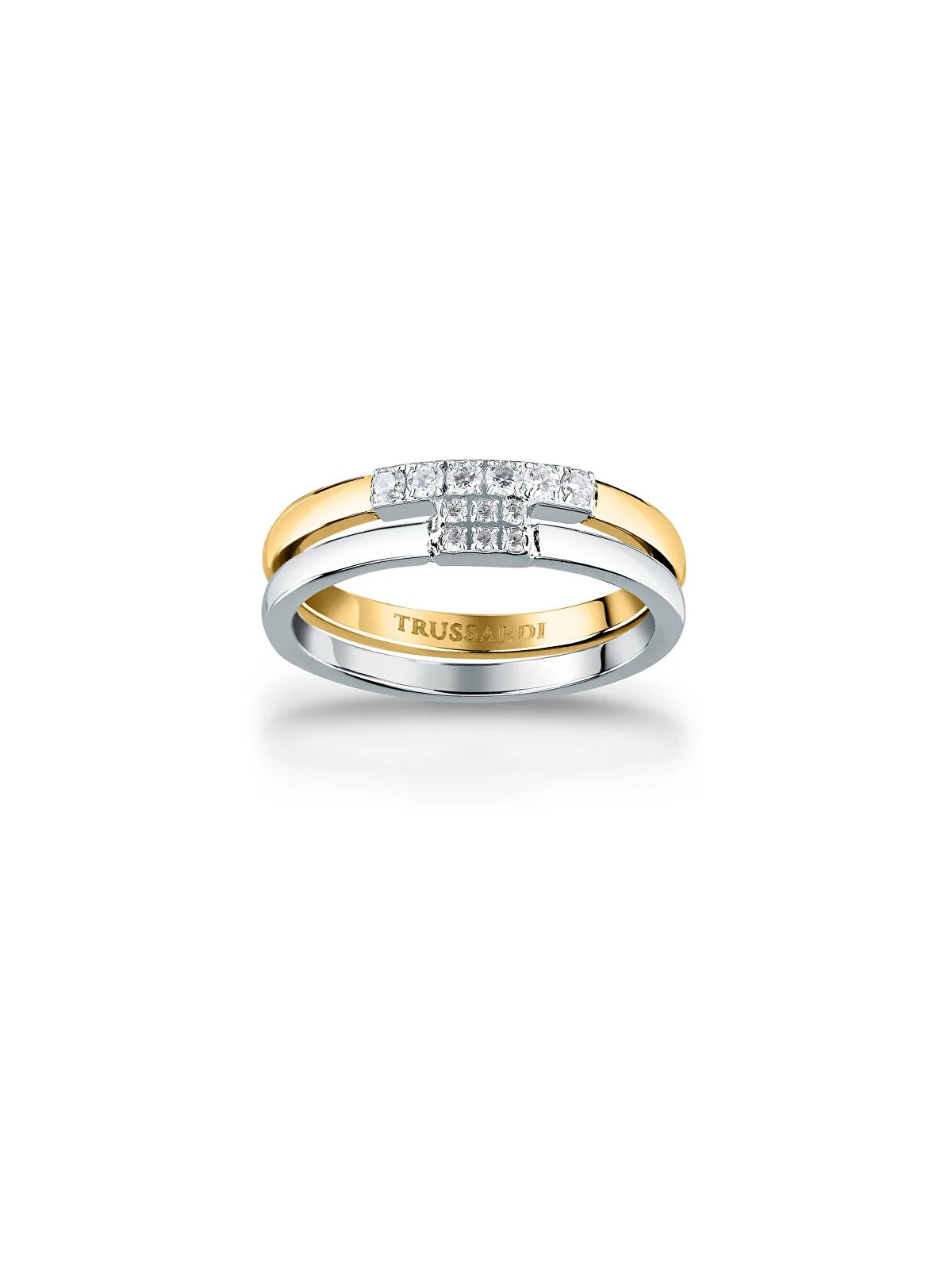 Trussardi Collana bicolore in oro con zirconi T-Logo TJAXC41 - Diametro: 58 mm donna