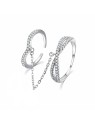 MOISS Anello doppio di lusso in argento con zirconi R00022 - Diametro: 54 mm donna