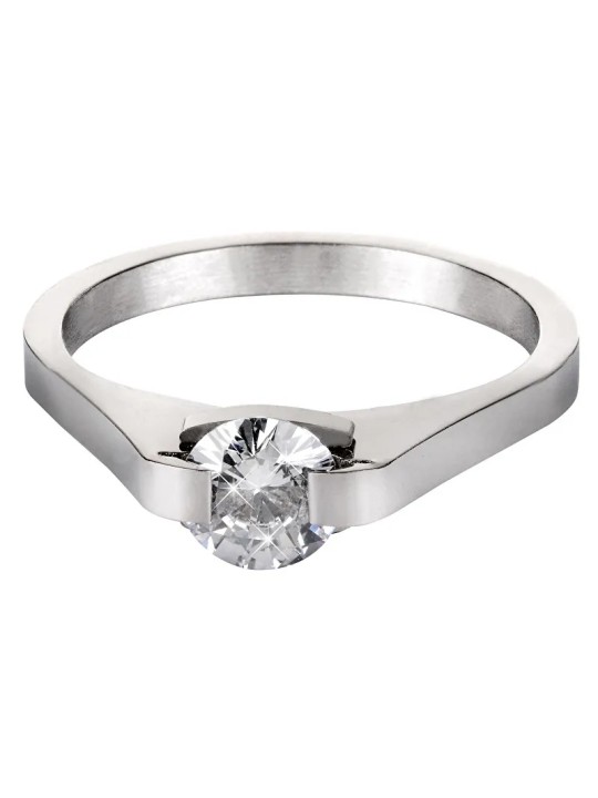 Troli Anello in acciaio con cristallo KRS-088 - Diametro: 51 mm donna