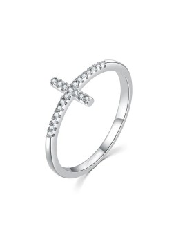 MOISS Elegante anello in argento con croce R00020 - Diametro: 56 mm donna