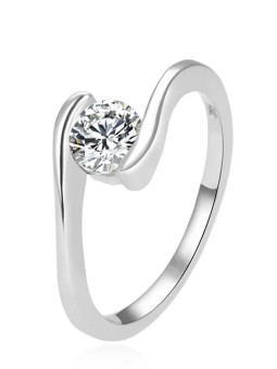 Beneto Elegante anello in argento con zircone trasparente AGG367 - Diametro: 52 mm donna