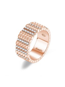 Rosato Anello Cubica RZCU58 in bronzo lucido con zirconi - Diametro: 56 mm donna