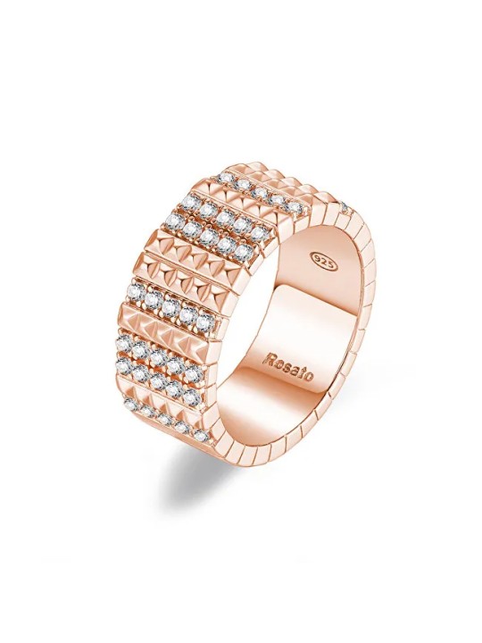Rosato Anello Cubica RZCU58 in bronzo lucido con zirconi - Diametro: 56 mm donna