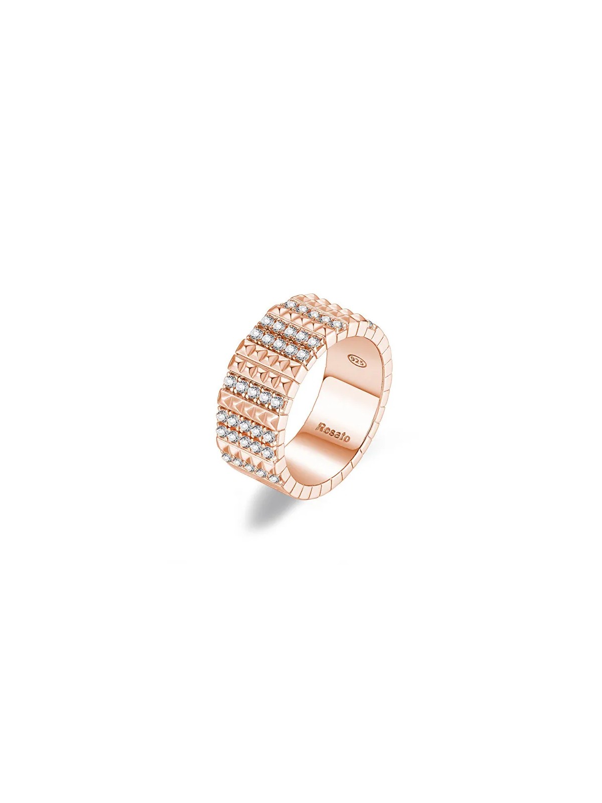 Rosato Anello Cubica RZCU58 in bronzo lucido con zirconi - Diametro: 56 mm donna