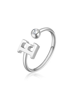 S'Agapõ Elegante anello in acciaio e con cristallo Click SCK176 donna