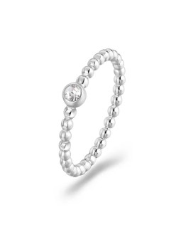 S'Agapõ Anello minimalista in acciaio con cristallo For Love SFV46 - Diametro: 52 mm donna