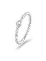S'Agapõ Anello minimalista in acciaio con cristallo For Love SFV46 - Diametro: 52 mm donna